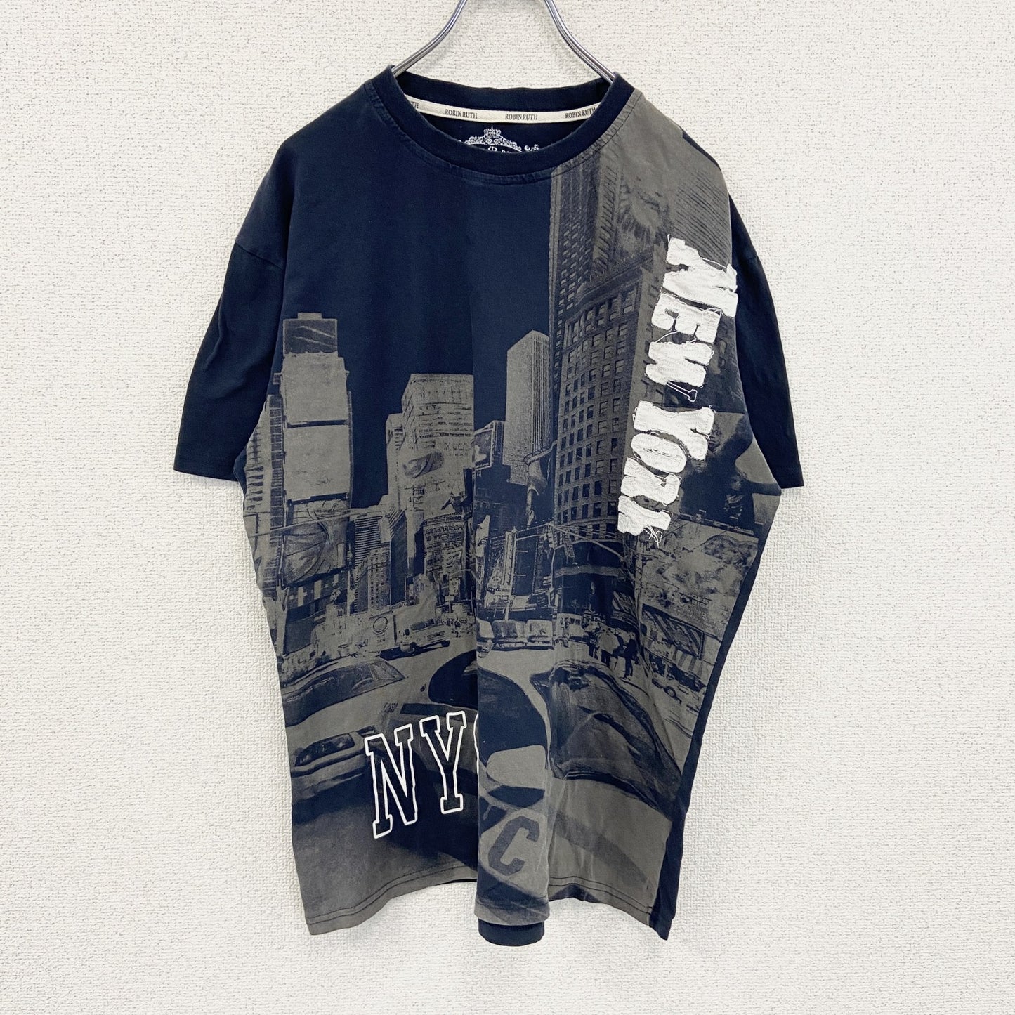 ROBIN RUTH　半袖プリントTシャツ　NEW YORK　紺　ネイビー　Lサイズ