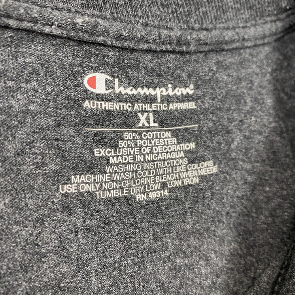 古着 used　champion　チャンピオン　半袖プリントクルーネックTシャツ　ラクロス　スポーツ　グレー　XLサイズ
