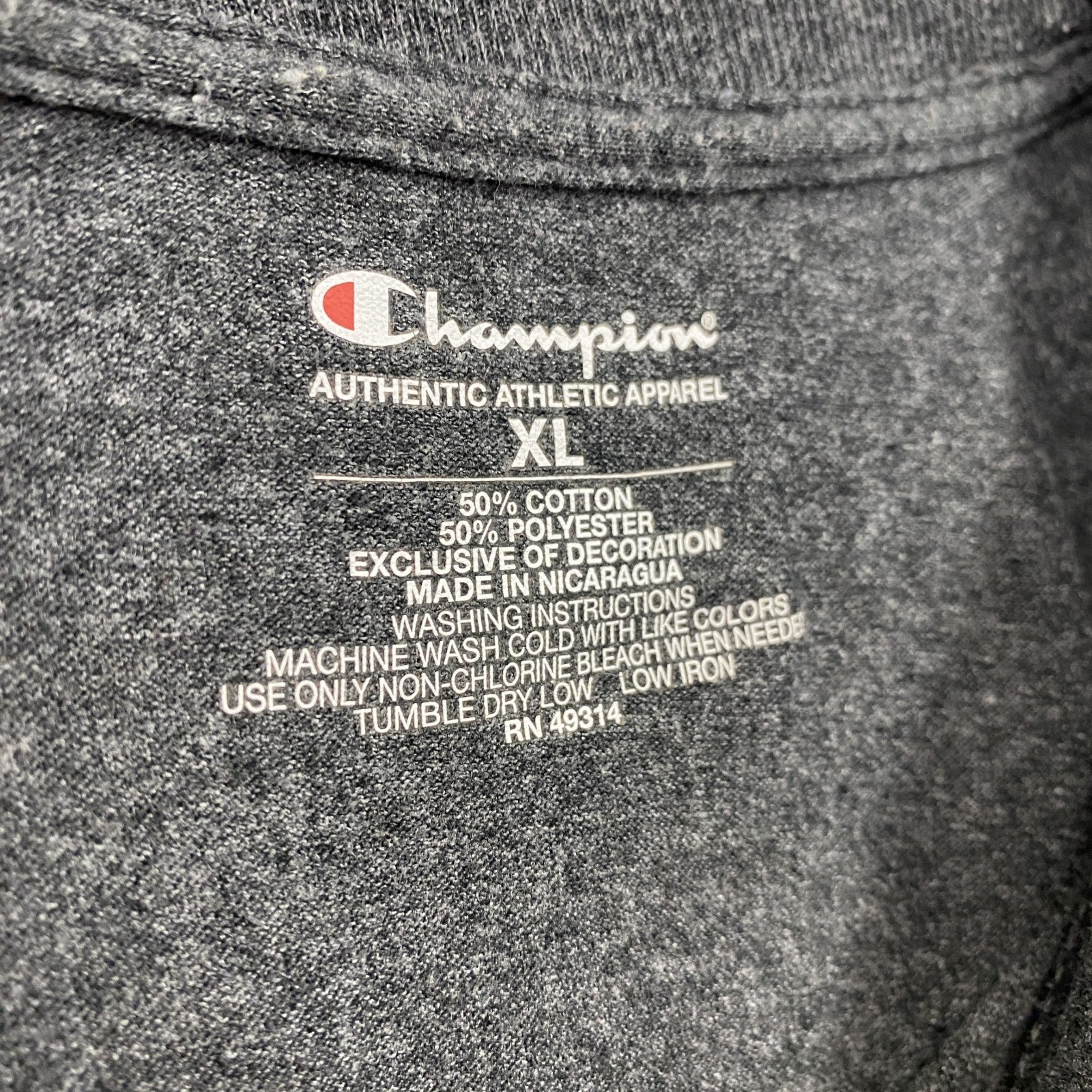 古着 used　champion　チャンピオン　半袖プリントクルーネックTシャツ　ラクロス　スポーツ　グレー　XLサイズ