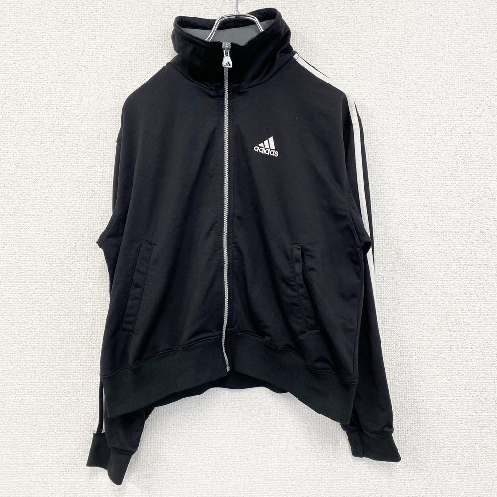 古着 used　90s　adidas　アディダス　長袖トラックジャケット　フルジップジャージ　ヴィンテージ　黒　ブラック　Mサイズ