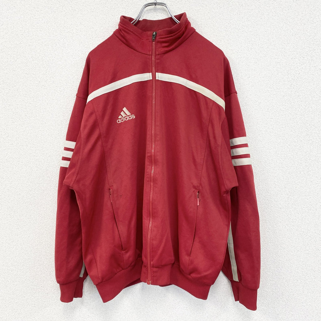 古着 used　90s　adidas　アディダス　長袖トラックジャケット　フルジップジャージ　ヴィンテージ　赤　レッド　Lサイズ