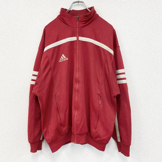 古着 used　90s　adidas　アディダス　長袖トラックジャケット　フルジップジャージ　ヴィンテージ　赤　レッド　Lサイズ