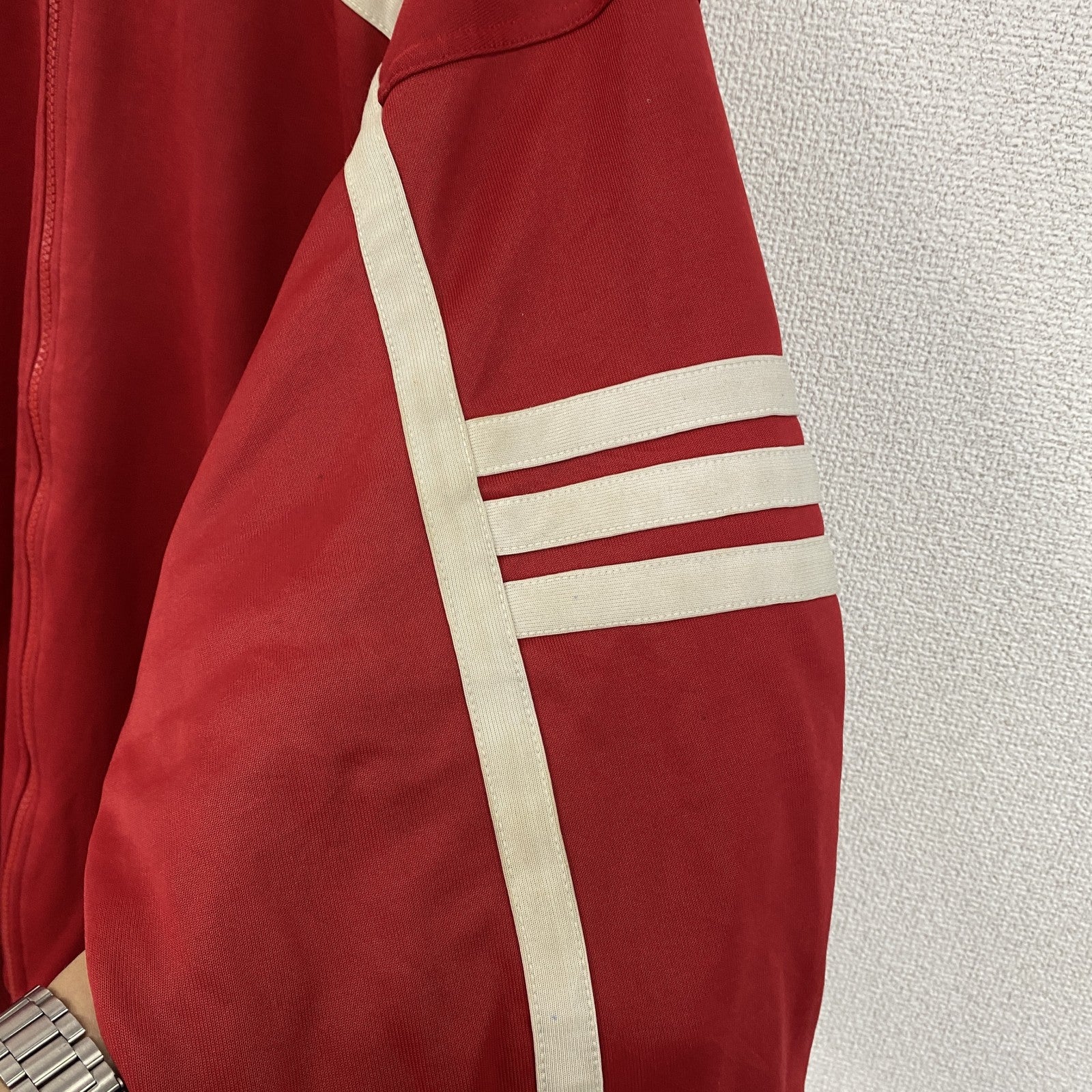 古着 used　90s　adidas　アディダス　長袖トラックジャケット　フルジップジャージ　ヴィンテージ　赤　レッド　Lサイズ