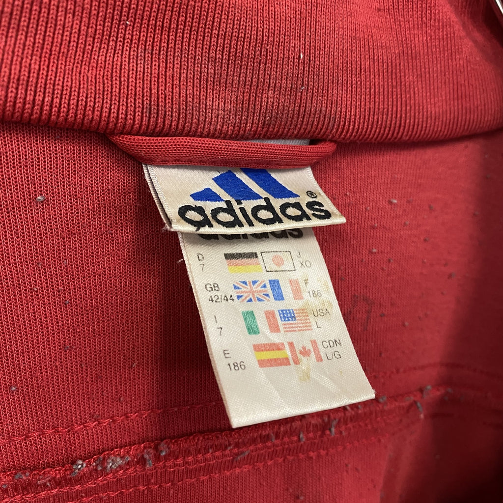 古着 used　90s　adidas　アディダス　長袖トラックジャケット　フルジップジャージ　ヴィンテージ　赤　レッド　Lサイズ