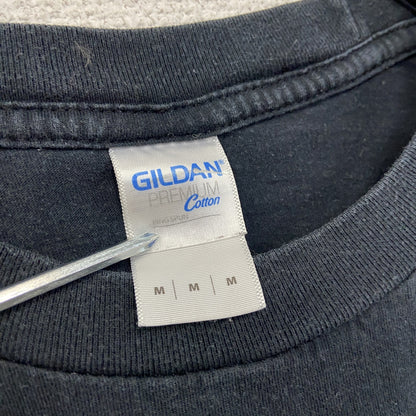 GILDAN　ギルダン　半袖プリントTシャツ　人間の進化　ドラム　バンド　黒　ブラック　Mサイズ