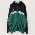 古着 used　90s　adidas　アディダス　長袖トラックジャケット　フルジップジャージ　ヴィンテージ　緑　XLサイズ