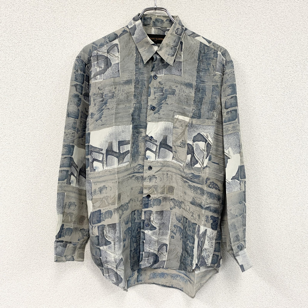 GIANNI VALENTINO　ジャンニヴァレンティノ　長袖シャツ　総柄　グレー　Mサイズ