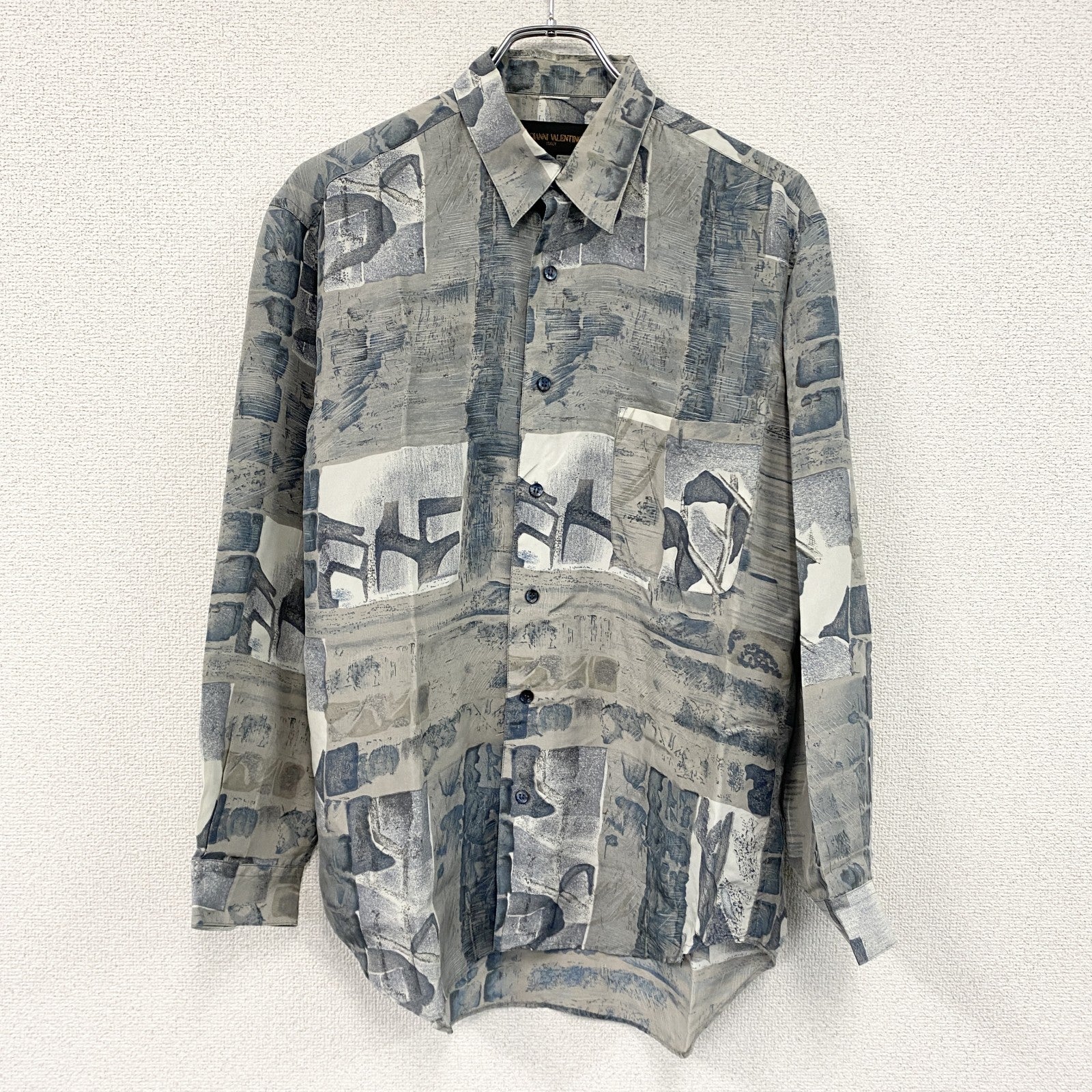 GIANNI VALENTINO　ジャンニヴァレンティノ　長袖シャツ　総柄　グレー　Mサイズ