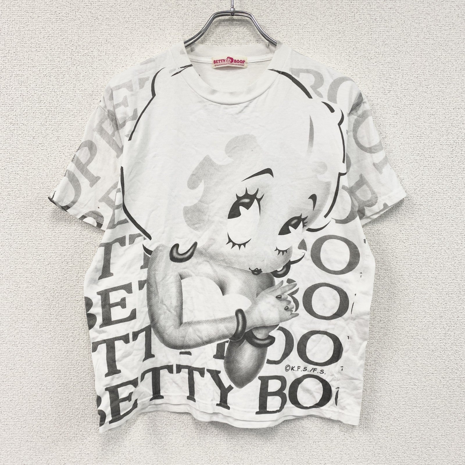 Betty Boop　ベティブープ　半袖プリントTシャツ　白　ホワイト　グレー　M-Lサイズ