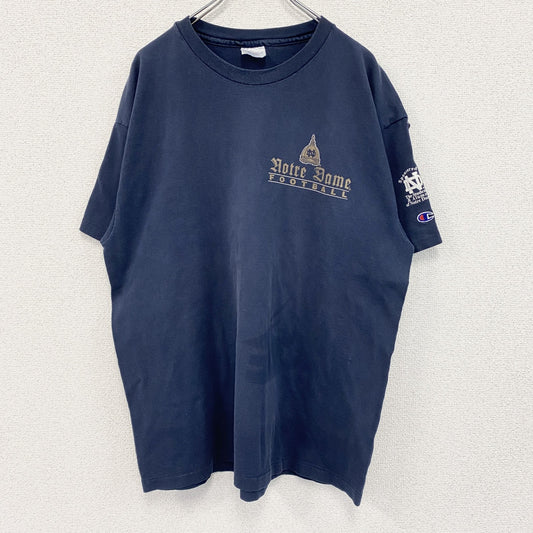 古着 used　90s　champion チャンピオン　半袖カレッジプリントTシャツ　ノートルダム大学　ネイビー　XLサイズ