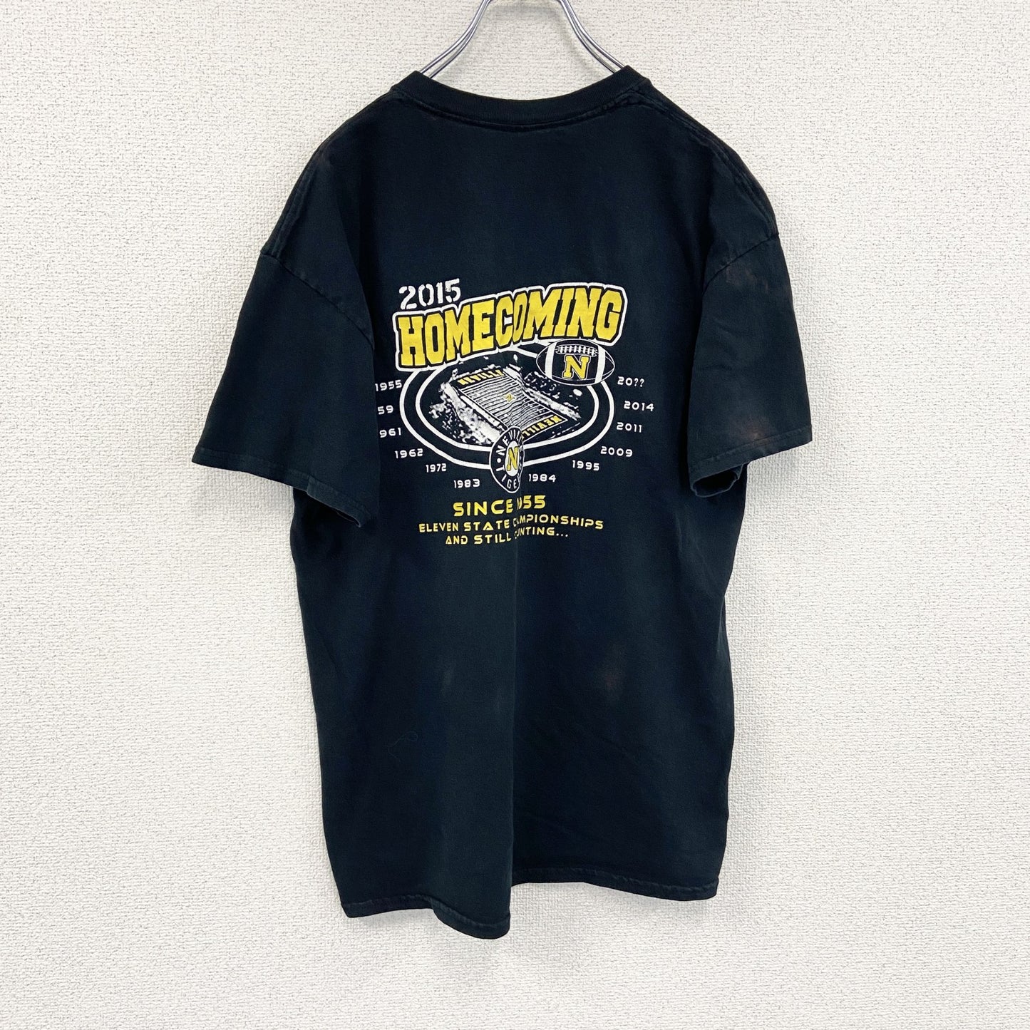 半袖プリントTシャツ　両面プリント　フットボール　黒　ブラック　