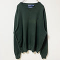 古着 used　Polo by Ralph Lauren ポロバイラルフローレン　長袖Vガネットニット　セーター　緑　XXLサイズ