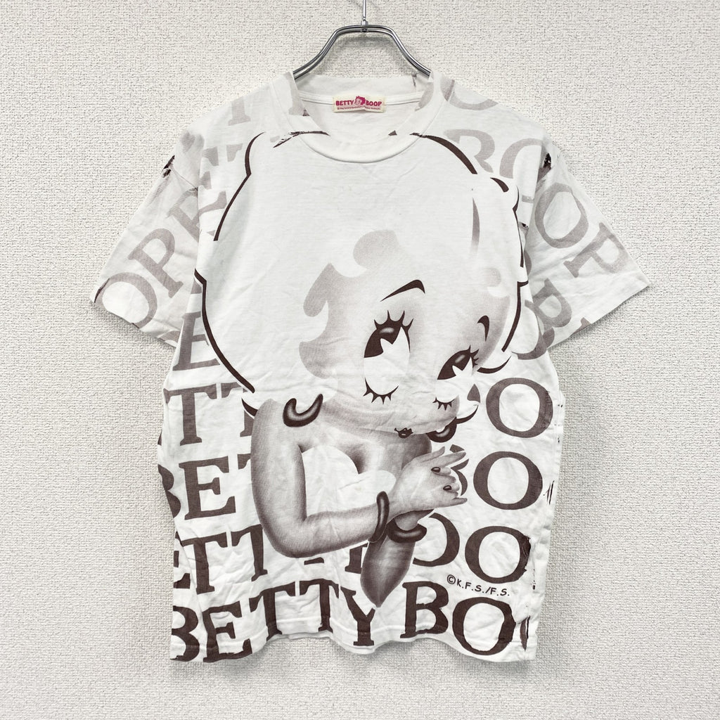 Betty Boop　ベティブープ　半袖プリントTシャツ　白　ホワイト　茶色　ブラウン　M-Lサイズ　