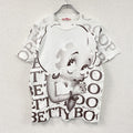 Betty Boop　ベティブープ　半袖プリントTシャツ　白　ホワイト　茶色　ブラウン　M-Lサイズ　