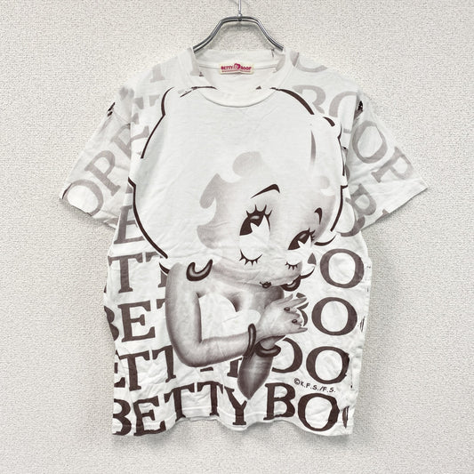 Betty Boop　ベティブープ　半袖プリントTシャツ　白　ホワイト　茶色　ブラウン　M-Lサイズ　