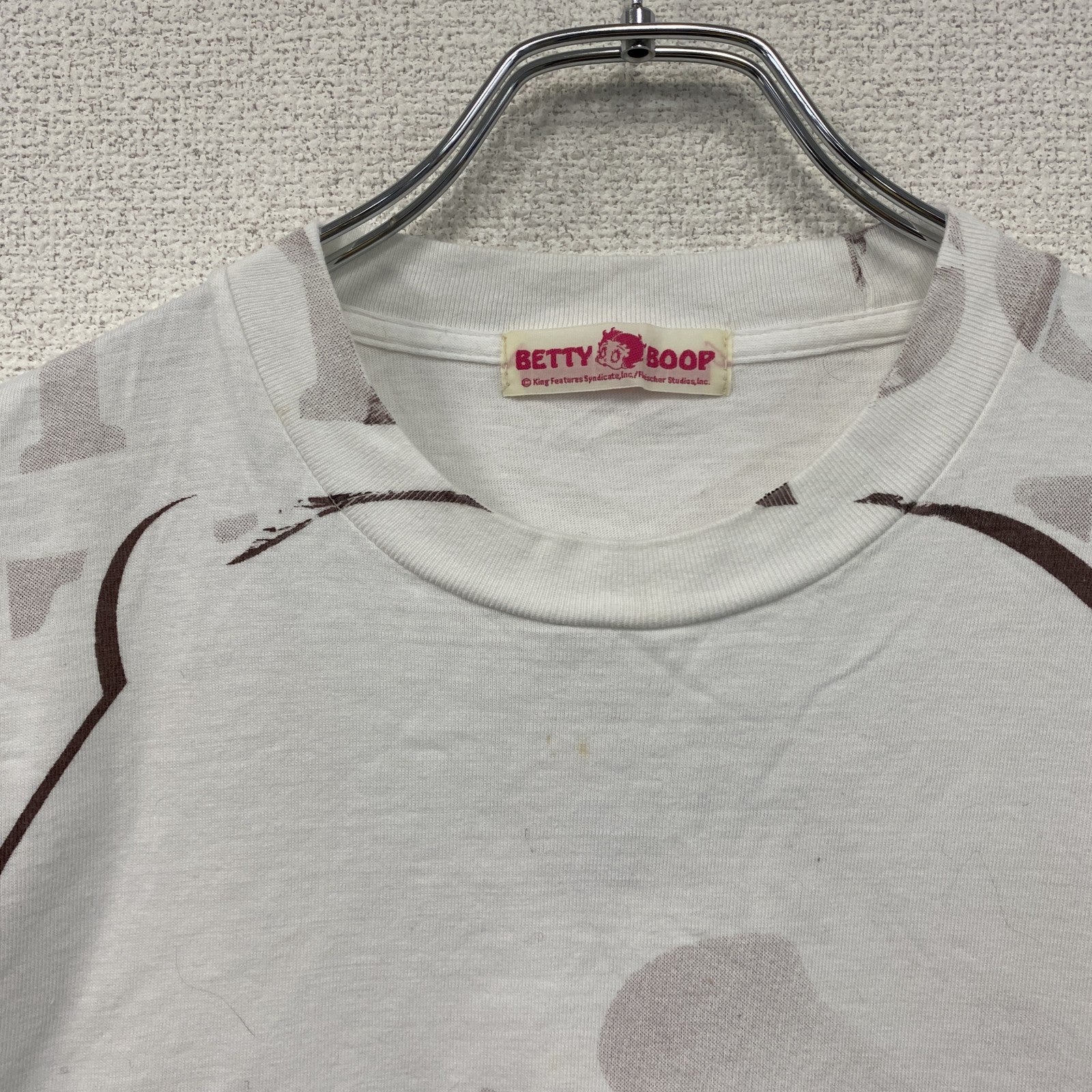Betty Boop　ベティブープ　半袖プリントTシャツ　白　ホワイト　茶色　ブラウン　M-Lサイズ　