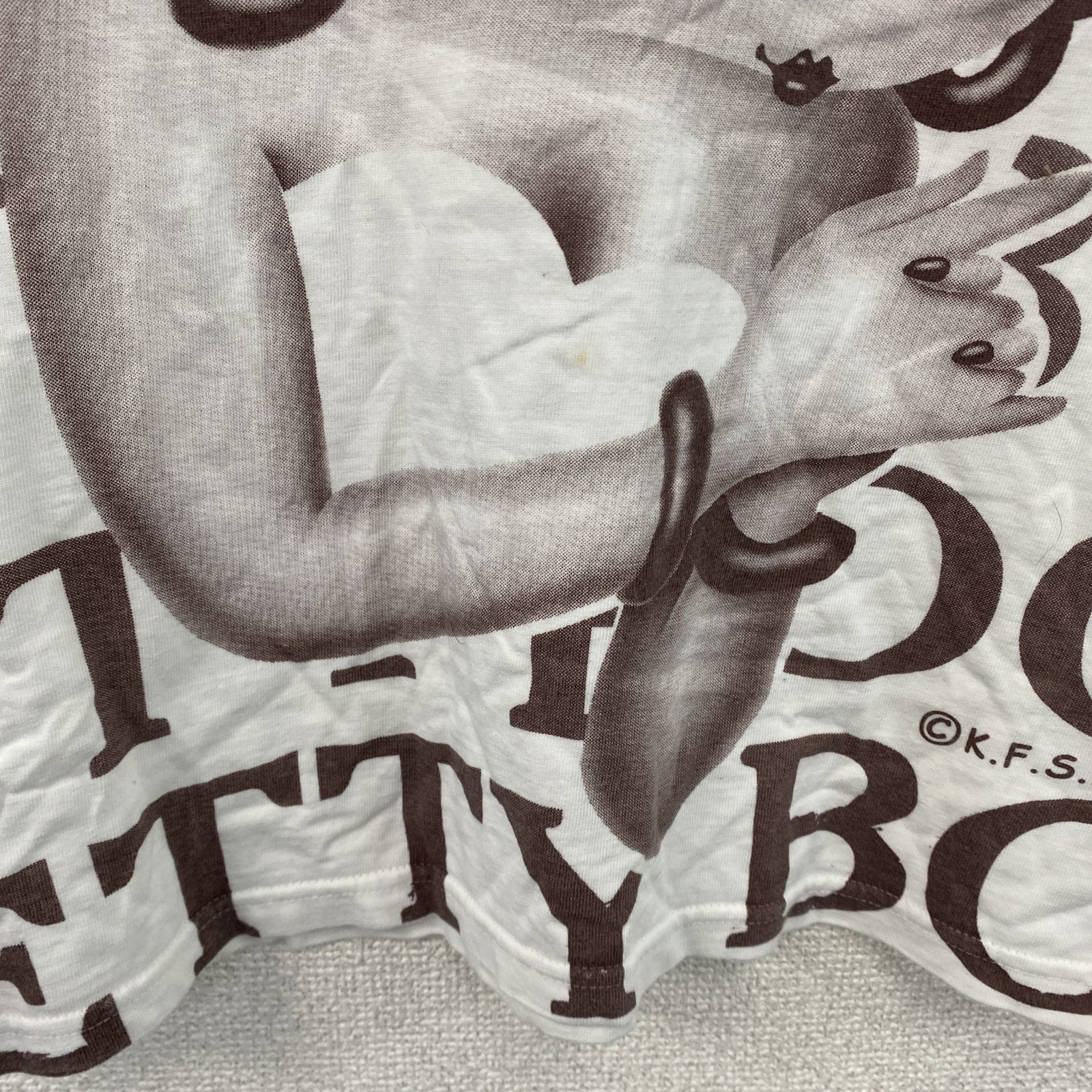 Betty Boop　ベティブープ　半袖プリントTシャツ　白　ホワイト　茶色　ブラウン　M-Lサイズ　