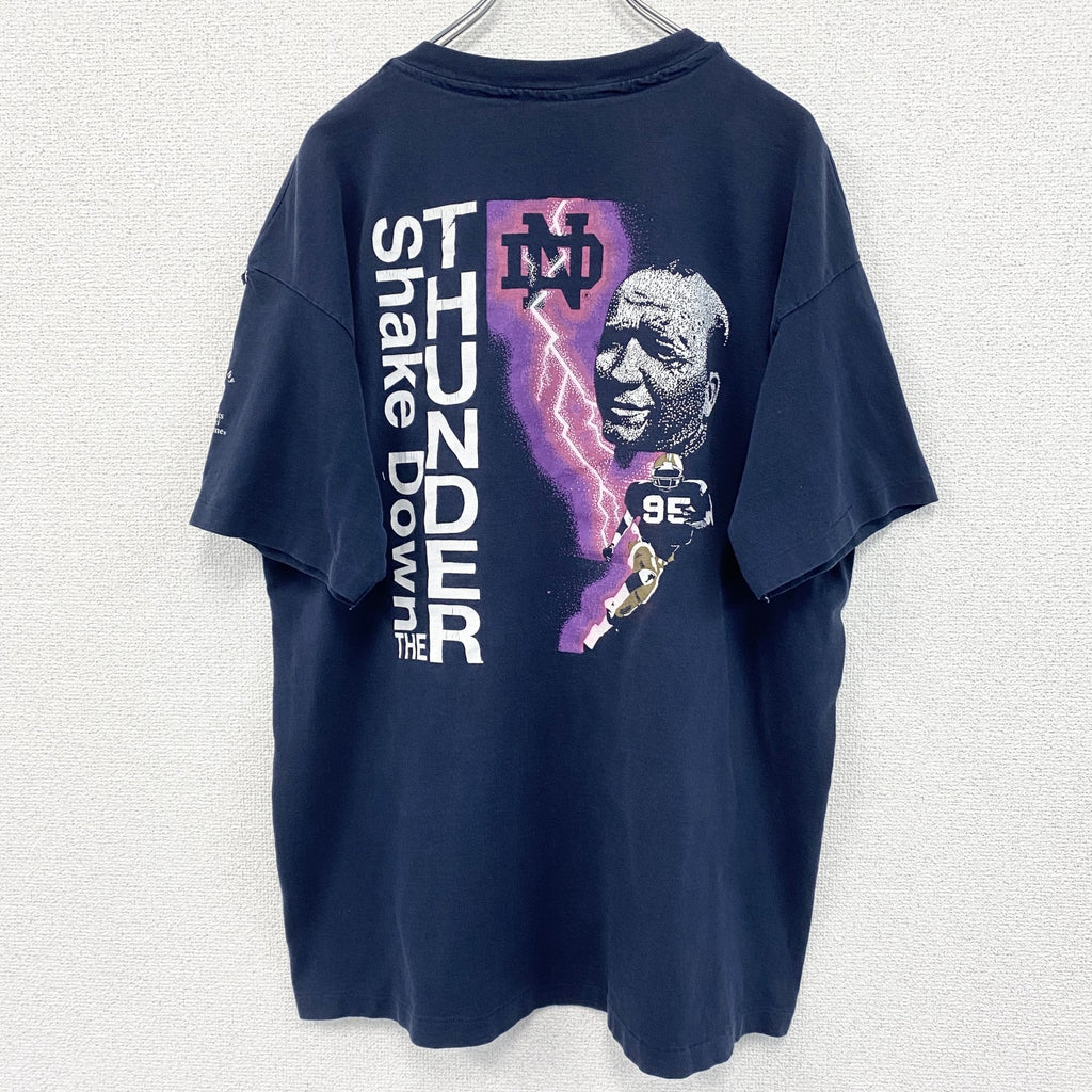 古着 used　90s　champion チャンピオン　半袖カレッジプリントTシャツ　ノートルダム大学　ネイビー　XLサイズ