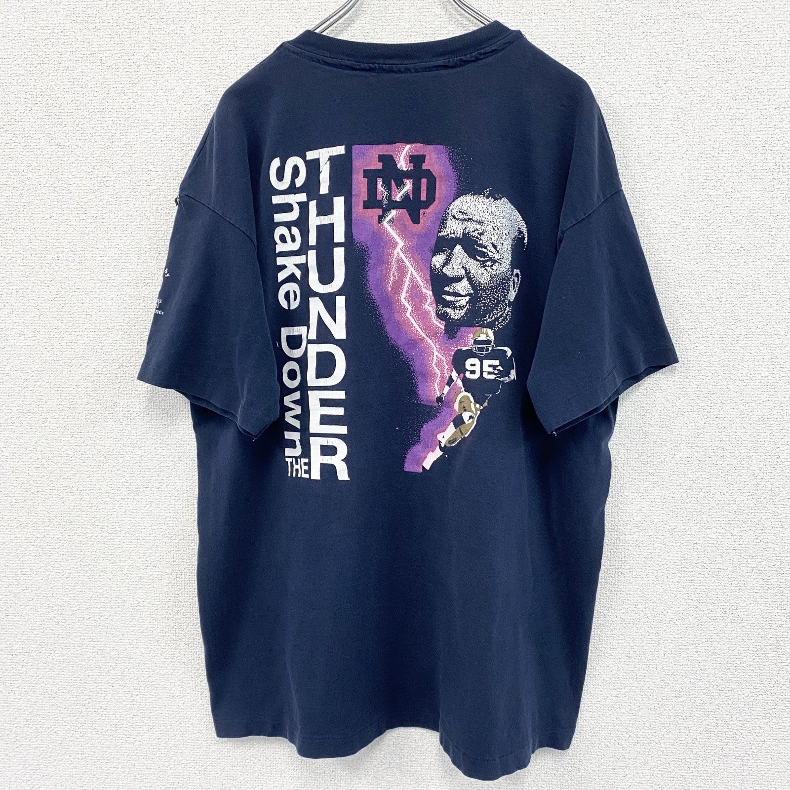 古着 used　90s　champion チャンピオン　半袖カレッジプリントTシャツ　ノートルダム大学　ネイビー　XLサイズ