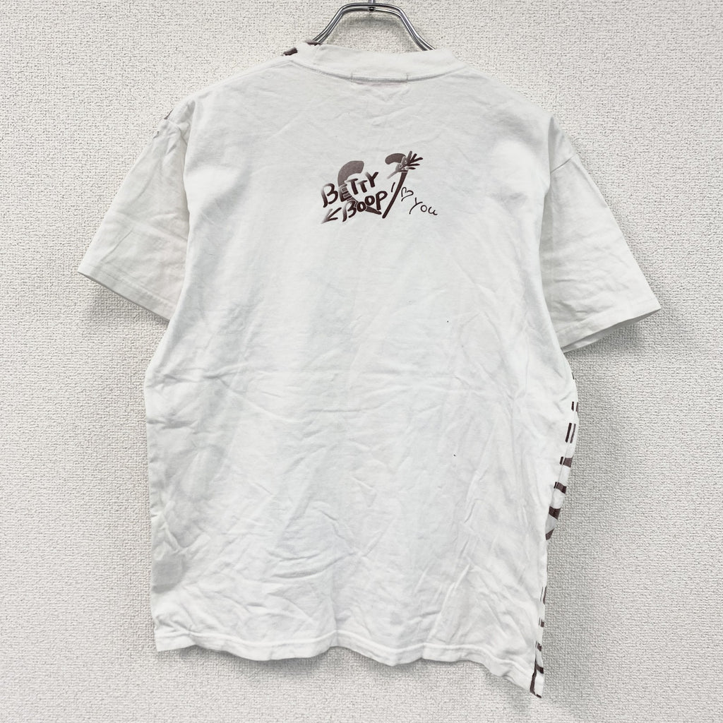 Betty Boop　ベティブープ　半袖プリントTシャツ　白　ホワイト　茶色　ブラウン　M-Lサイズ　