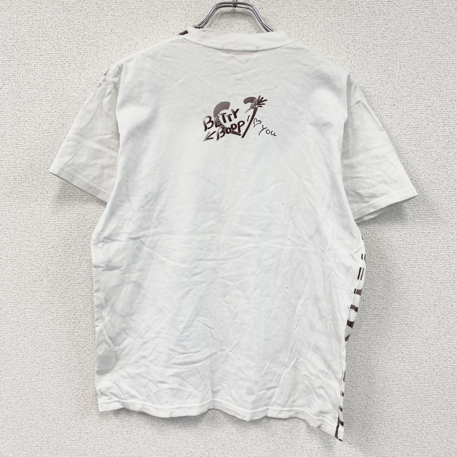 Betty Boop　ベティブープ　半袖プリントTシャツ　白　ホワイト　茶色　ブラウン　M-Lサイズ　