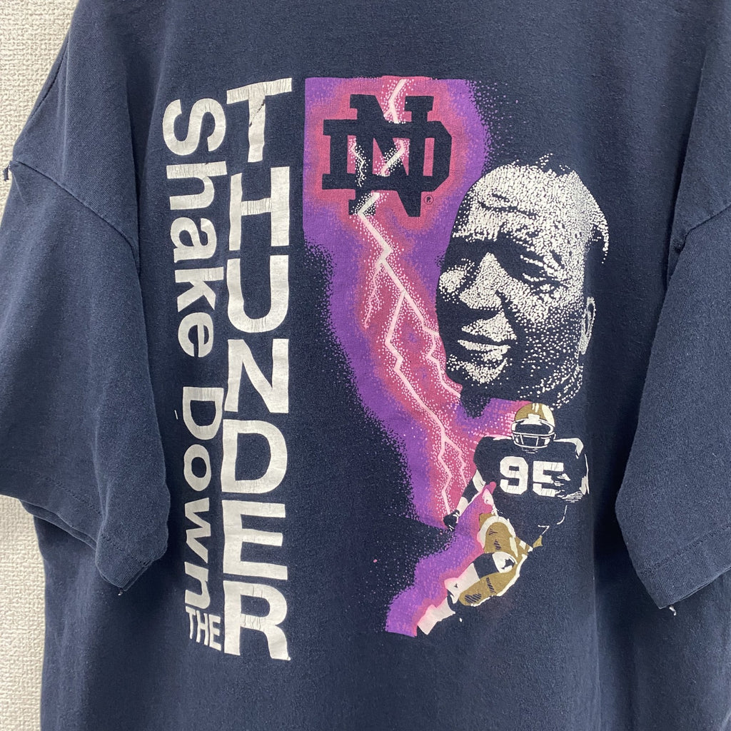 古着 used　90s　champion チャンピオン　半袖カレッジプリントTシャツ　ノートルダム大学　ネイビー　XLサイズ