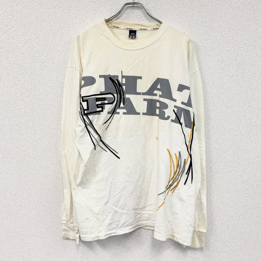 PHAT FARM　ファットファーム　長袖プリントTシャツ/ロンT　白　ホワイト　2XLサイズ