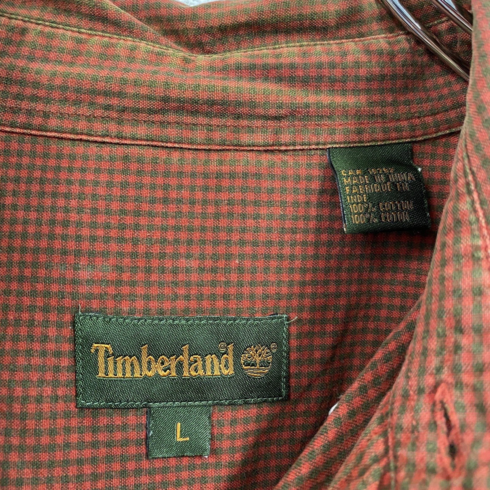 90s～　Timberland　ティンバーランド　半袖ボタンダウンシャツ　ヴィンテージ　チェック　レッド　Lサイズ