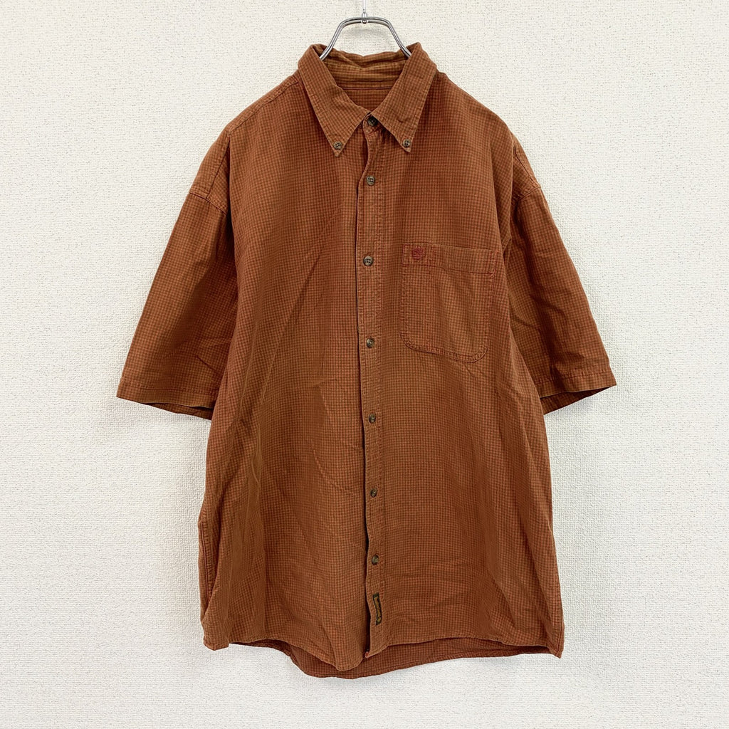 90s～　Timberland　ティンバーランド　半袖ボタンダウンシャツ　ヴィンテージ　チェック　レッド　Lサイズ