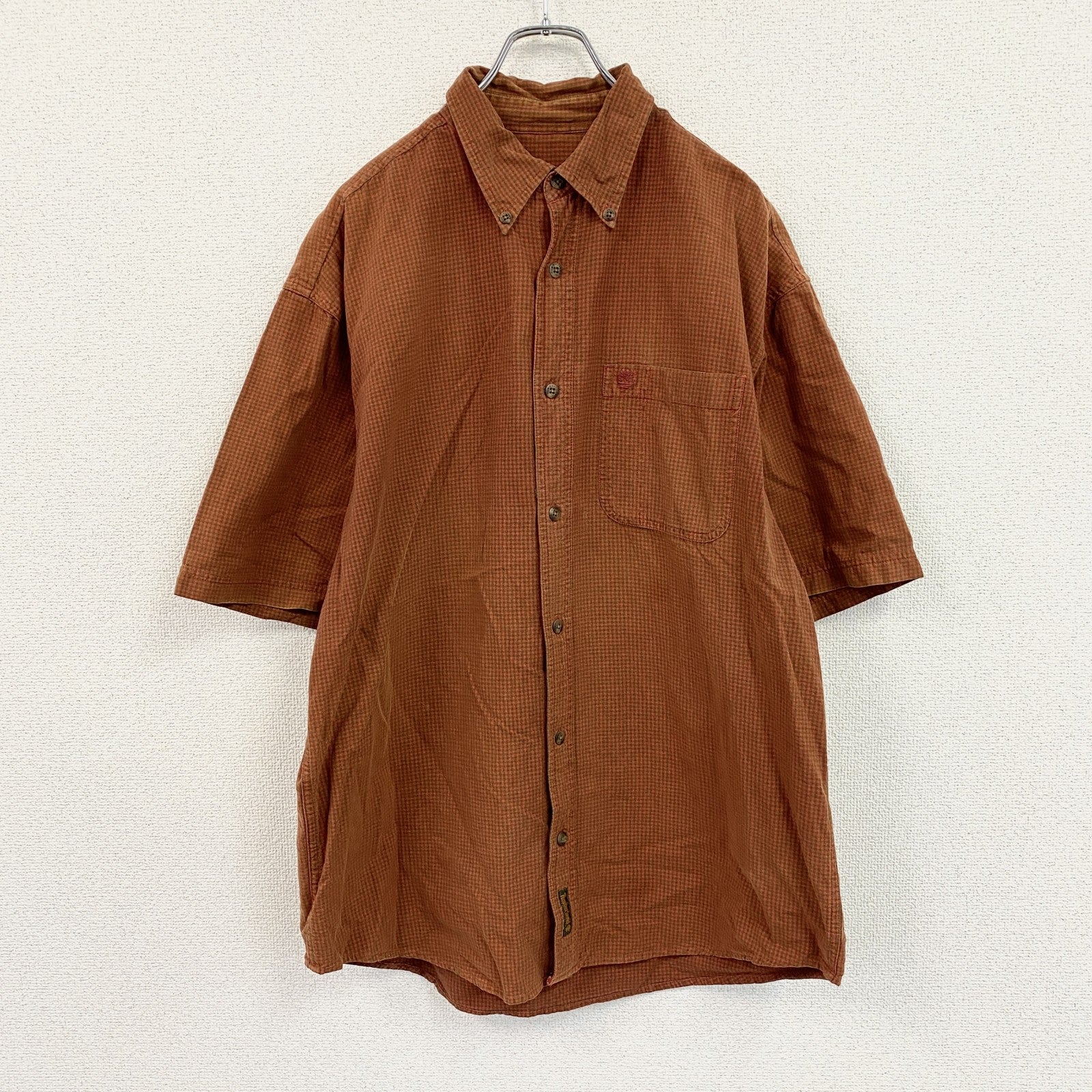 90s～　Timberland　ティンバーランド　半袖ボタンダウンシャツ　ヴィンテージ　チェック　レッド　Lサイズ