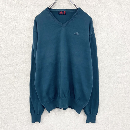 90s　Kappa　カッパ　コットンニットセーター　ヴィンテージ　青　ブルー　Lサイズ