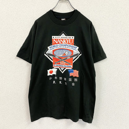 90s　SCREEN STARS　半袖プリントTシャツ　ヴィンテージ　シングルステッチ　黒　ブラック　Lサイズ