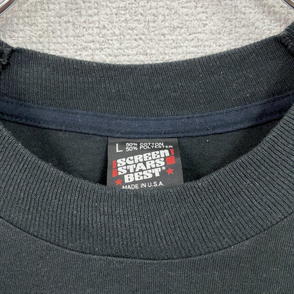 90s　SCREEN STARS　半袖プリントTシャツ　ヴィンテージ　シングルステッチ　黒　ブラック　Lサイズ