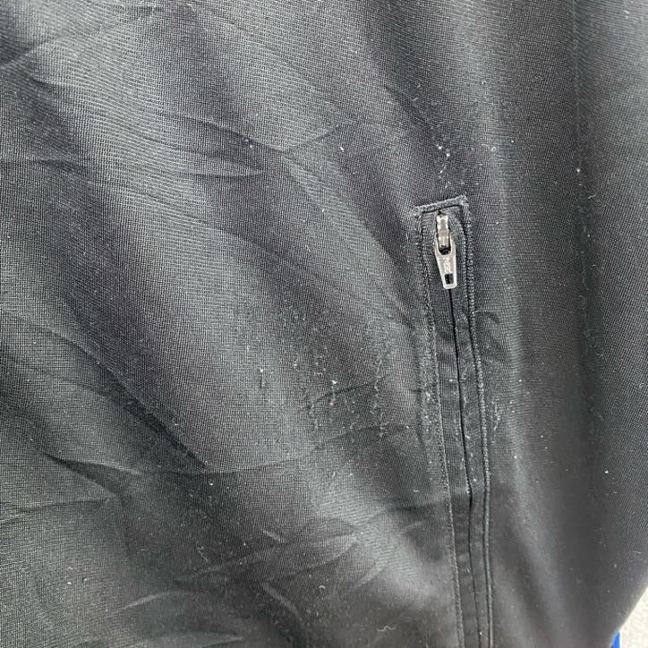 古着 used　adidas　アディダス　長袖トラックジャケット　フルジップジャージ　ヴィンテージ　ロゴ刺繍　黒　ブラック