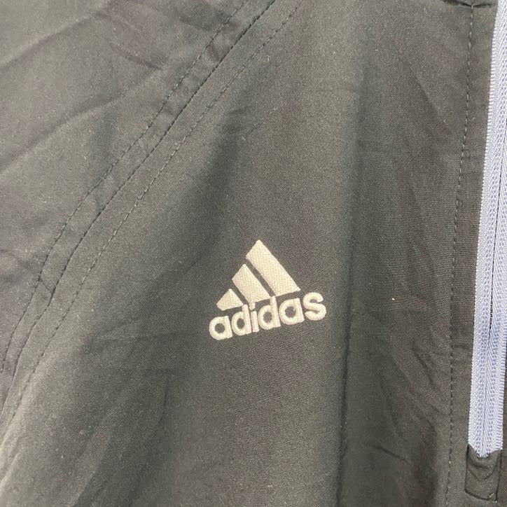 Adidas　アディダス　プルオーバージャケット　ハーフジップ　刺繍ロゴ　フットボール　黒　ブラック　Lサイズ