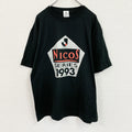 90s　piro　Jリーグ　NICOSシリーズ　半袖プリントTシャツ　シングルステッチ　黒　ブラック　Fサイズ