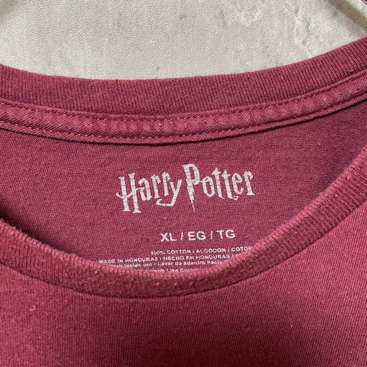古着 used　Harry Potter　ハリーポッター　半袖プリントTシャツ　ワインレッド　えんじ色　クルーネック　XLサイズ