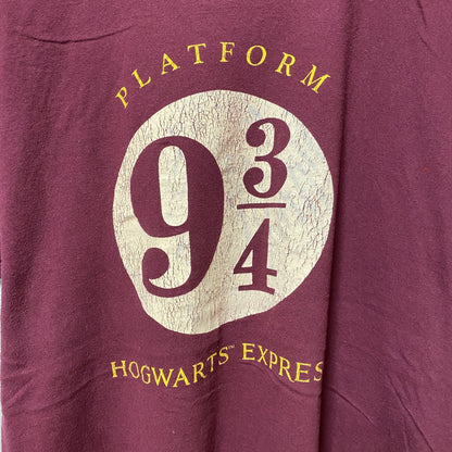 古着 used　Harry Potter　ハリーポッター　半袖プリントTシャツ　ワインレッド　えんじ色　クルーネック　XLサイズ