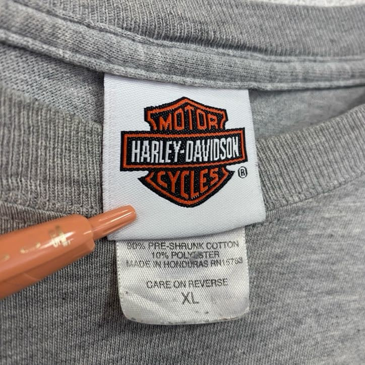 HARLEY DAVIDSON　ハーレーダビッドソン　長袖両面プリントTシャツ　灰色　グレー　XLサイズ