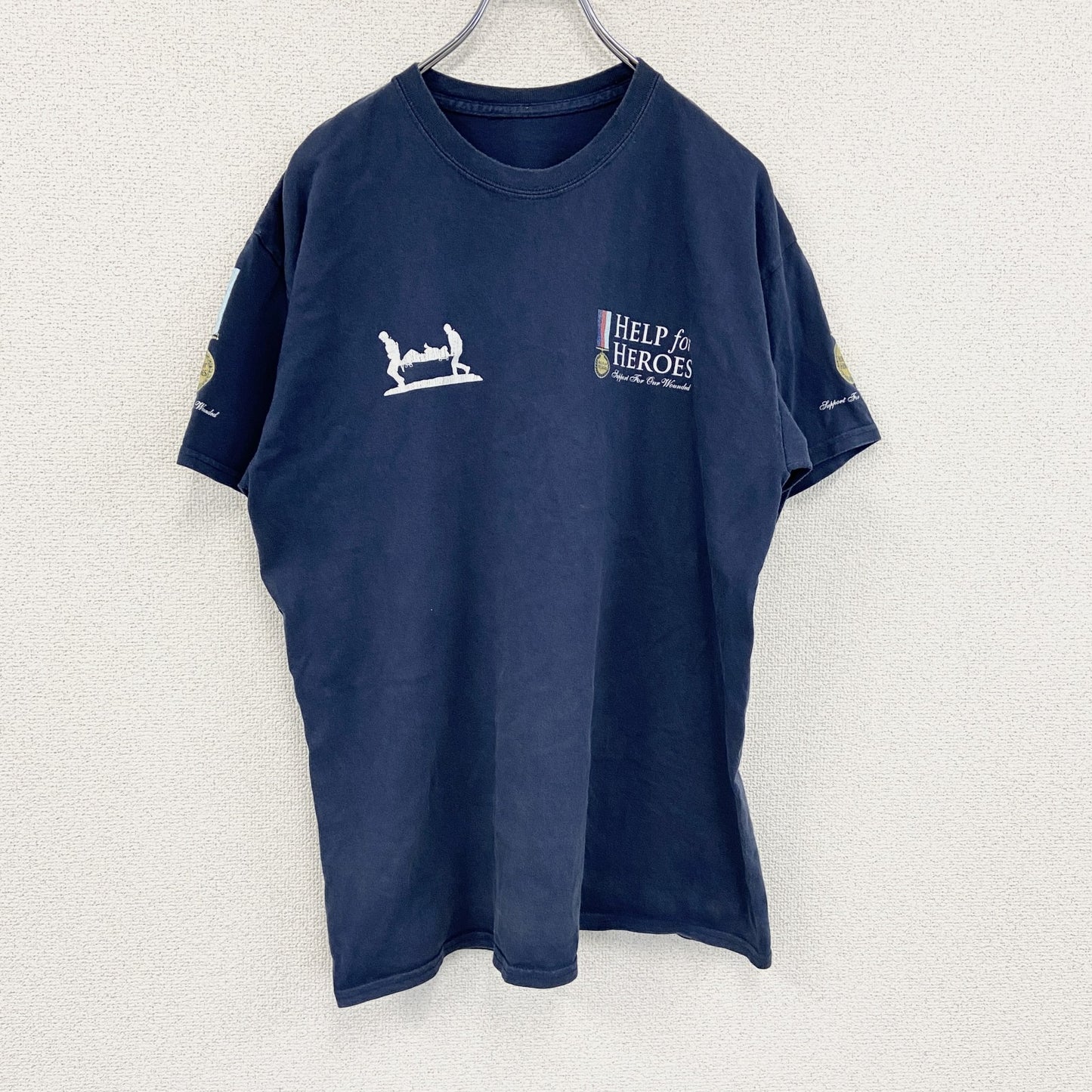 半袖プリントTシャツ　チャリティーTシャツ　両面プリント　紺　ネイビー