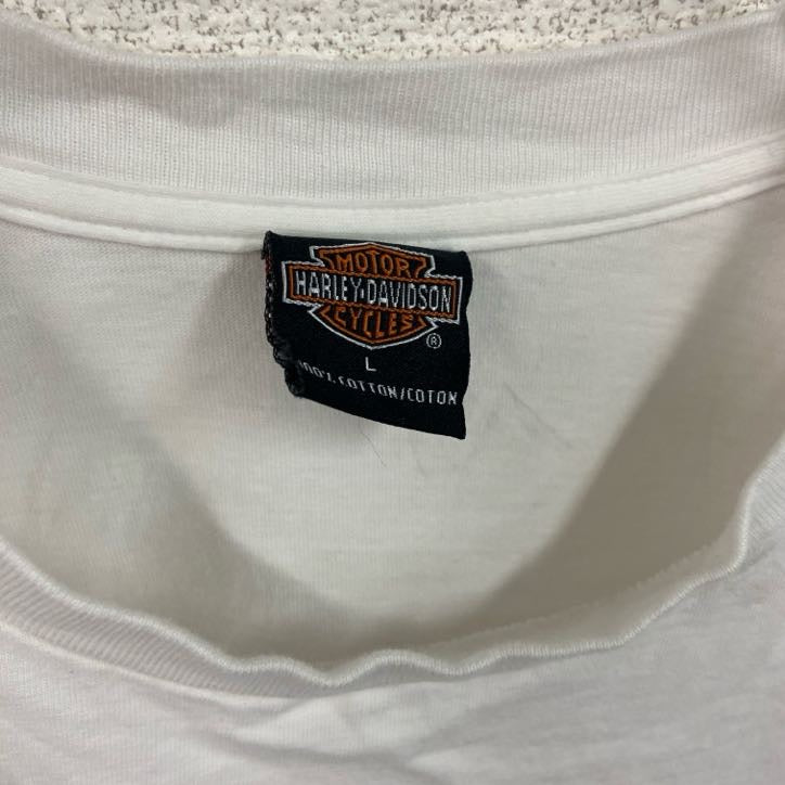 HARLEY DAVIDSON　ハーレーダビッドソン　半袖両面プリントTシャツ　ポケットTシャツ　ホワイト　Lサイズ
