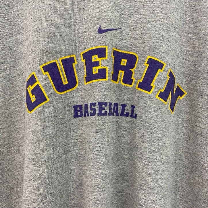 古着 used　NIKE　ナイキ　半袖プリントTシャツ　クルーネック　レトロデザイン　野球　灰　グレー　Lサイズ
