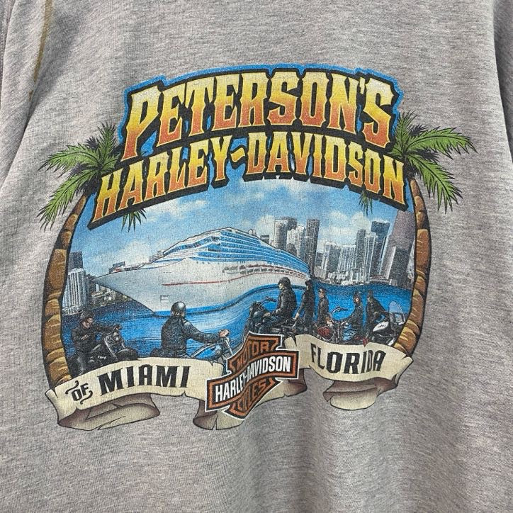 HARLEY DAVIDSON　ハーレーダビッドソン　長袖両面プリントTシャツ　灰色　グレー　XLサイズ