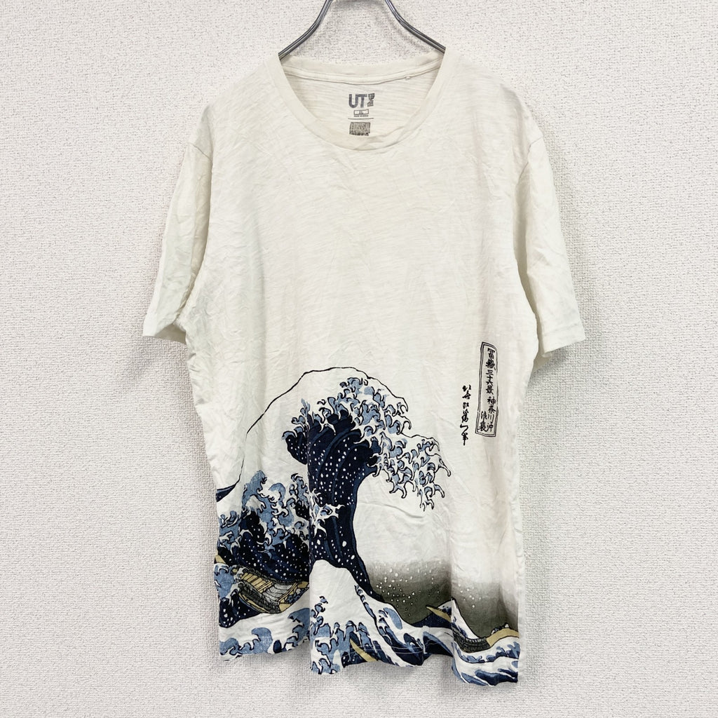 UNIQLO　ユニクロ　UT　半袖プリントTシャツ/北斎ブルーUT　グラフィックTシャツ　白　ホワイト　XLサイズ