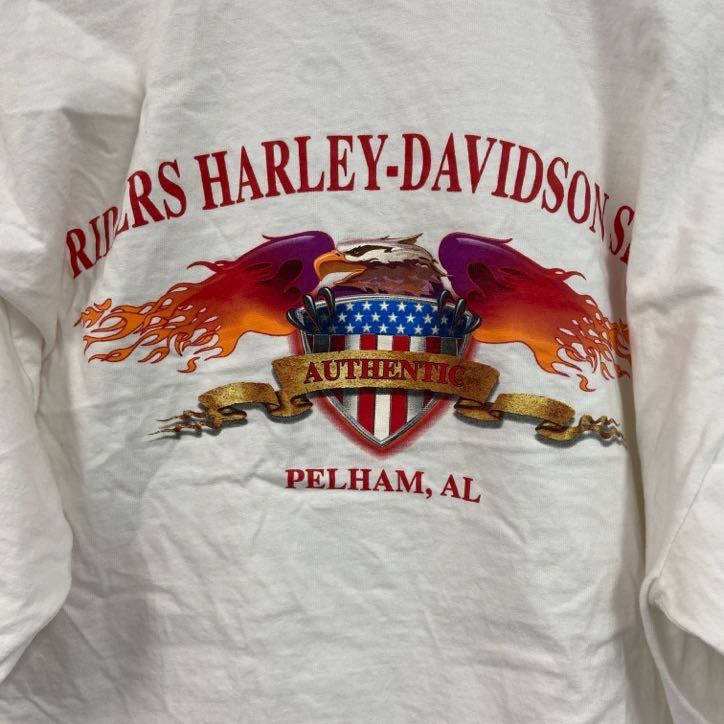 HARLEY DAVIDSON　ハーレーダビッドソン　半袖両面プリントTシャツ　ポケットTシャツ　ホワイト　Lサイズ
