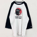 古着 used　champion　チャンピオン　七分丈プリントTシャツ　ラグラン　クルーネック　黒　白　ホワイト　XXXLサイズ　