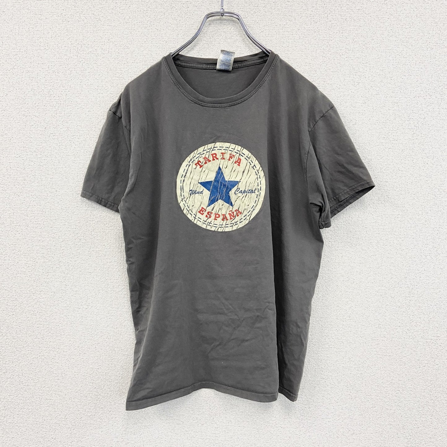 GILDAN　ギルダン　半袖プリントTシャツ　パロディT　灰色　グレー　Lサイズ
