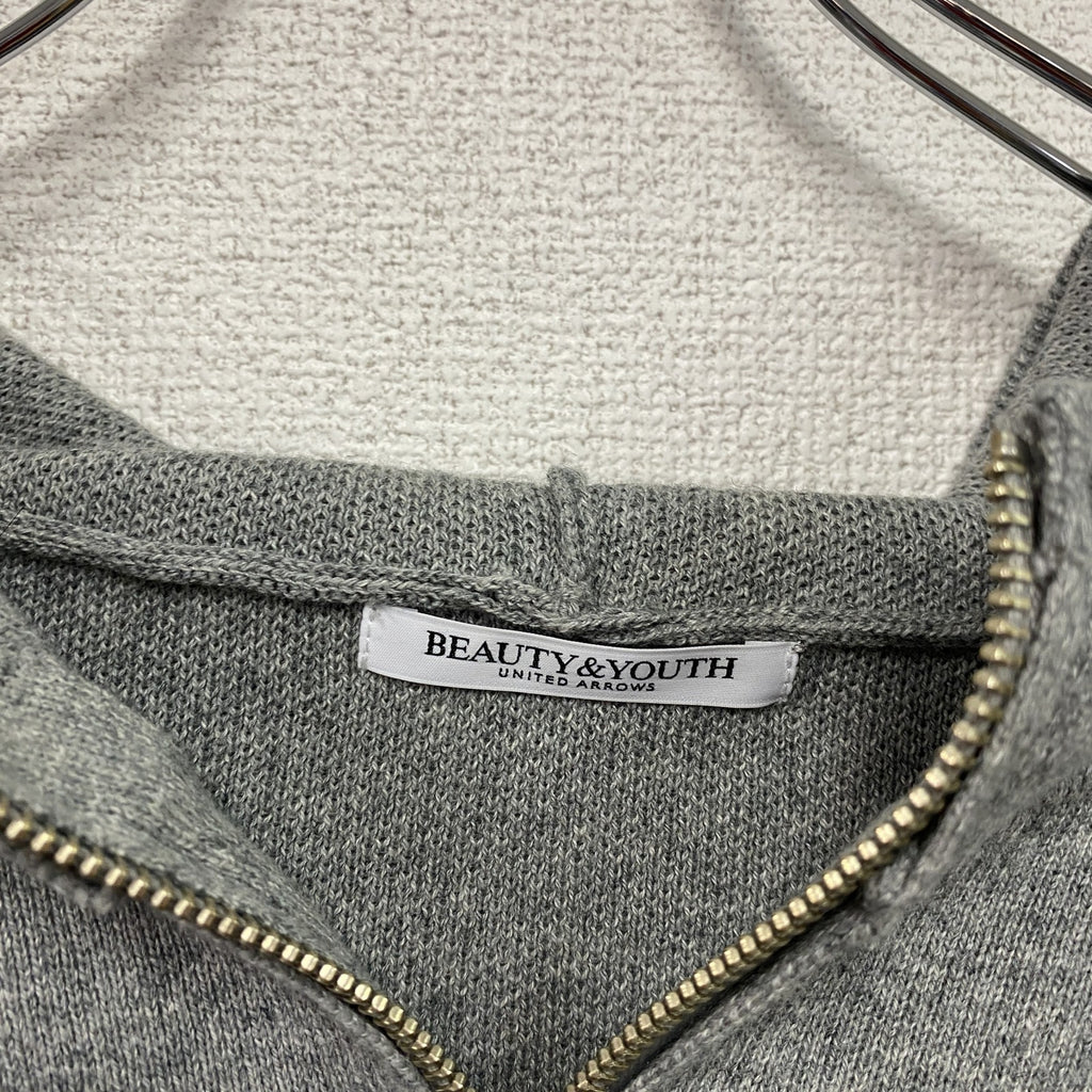 BEAUTY＆YOUTH　UNITED ARROWS　ユナイテッドアローズ　ハーフジップニットフーディ　灰色　グレー　フリーサイズ