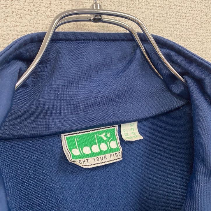 古着 used　diadora　ディアドラ　長袖トラックジャケット　フルジップジャージ　ロゴ刺繍　ネイビー　XXXLサイズ