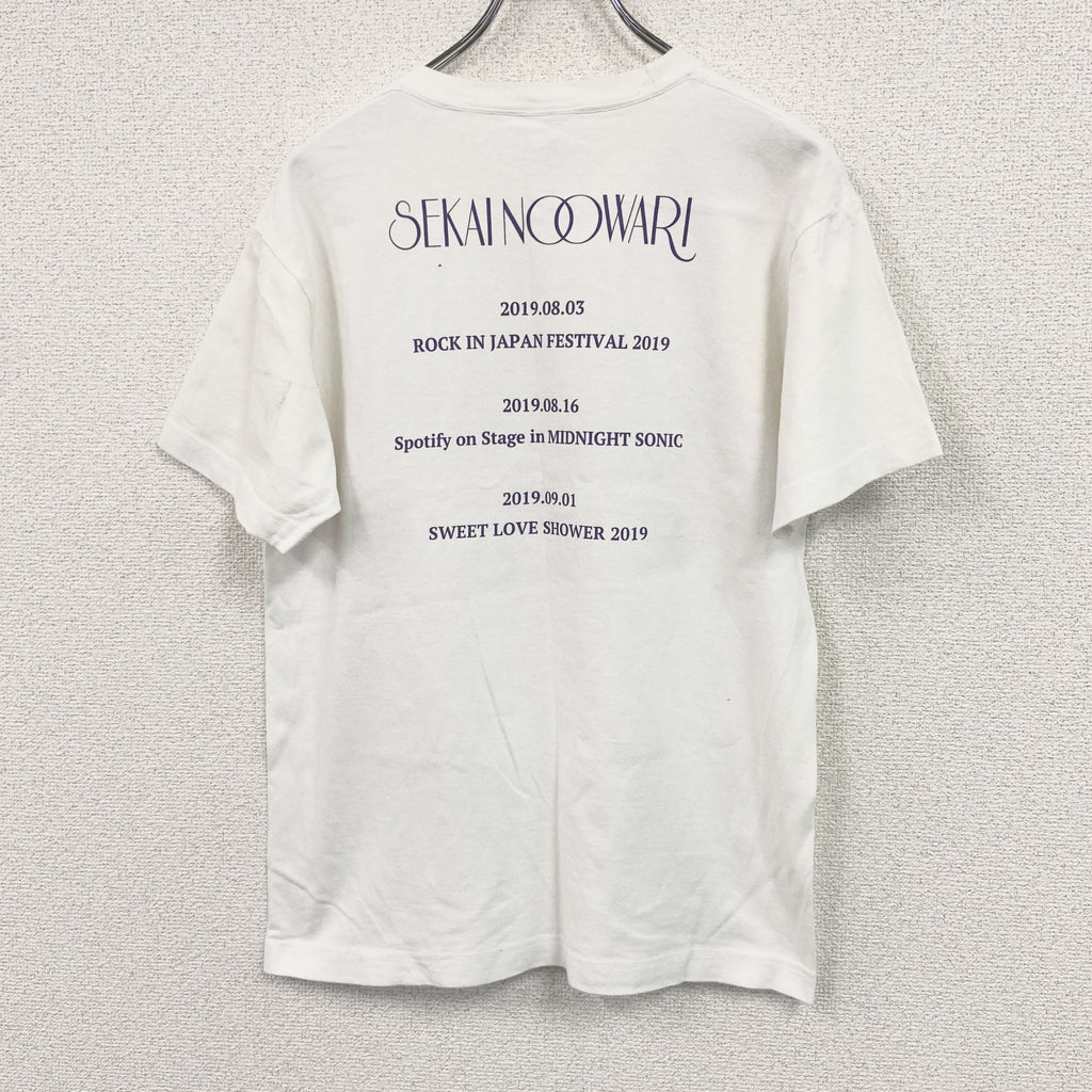 CROSS&STITCH　半袖バンドプリントTシャツ/バンT　SEKAI NO OWARI　2019Fes　白　Mサイズ